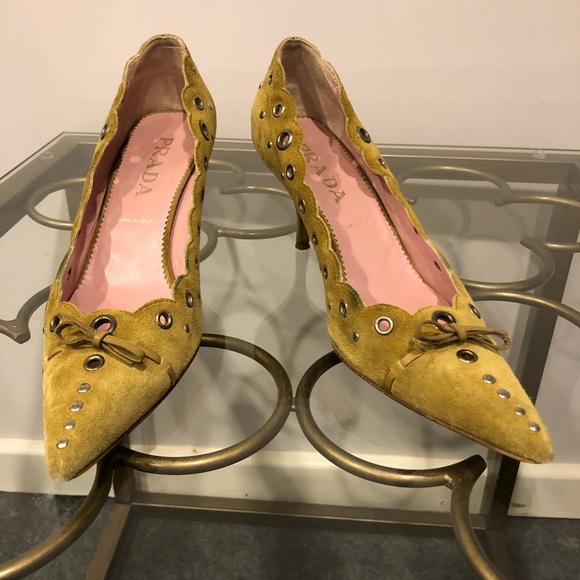 Prada Shoes - PRADA Green Heels Size 38 1/2